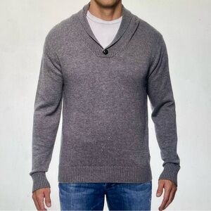 Tocco Reale Shawl Collar Sweater Men Small Gray Wool Cashmere Blend Grandpa Soft
